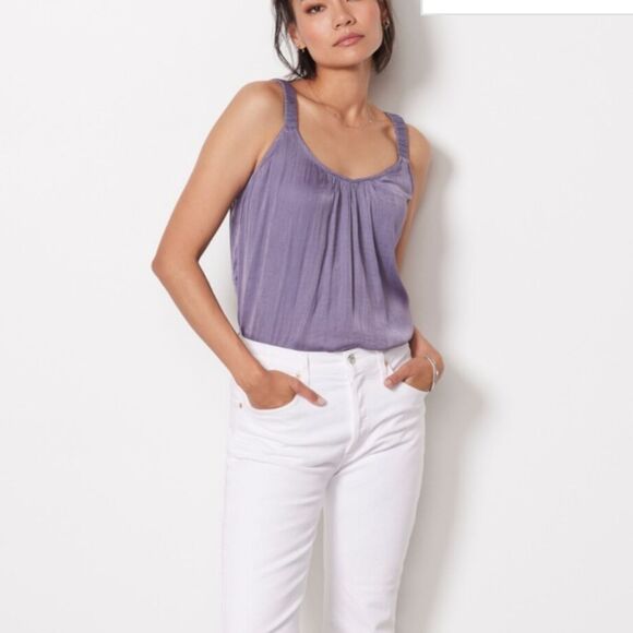 Evereve NWT Elise Hammered Satin Tank top in shale (grey/lavender) S - Picture 3 of 10